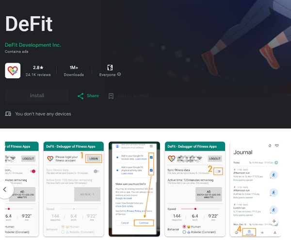 Using DeFit App (Android)
