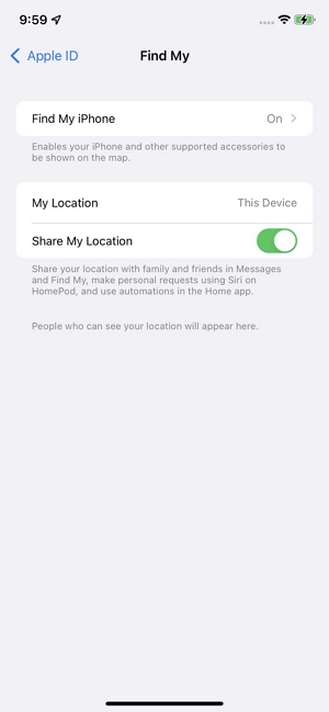 Stop Sharing Location from Find My  