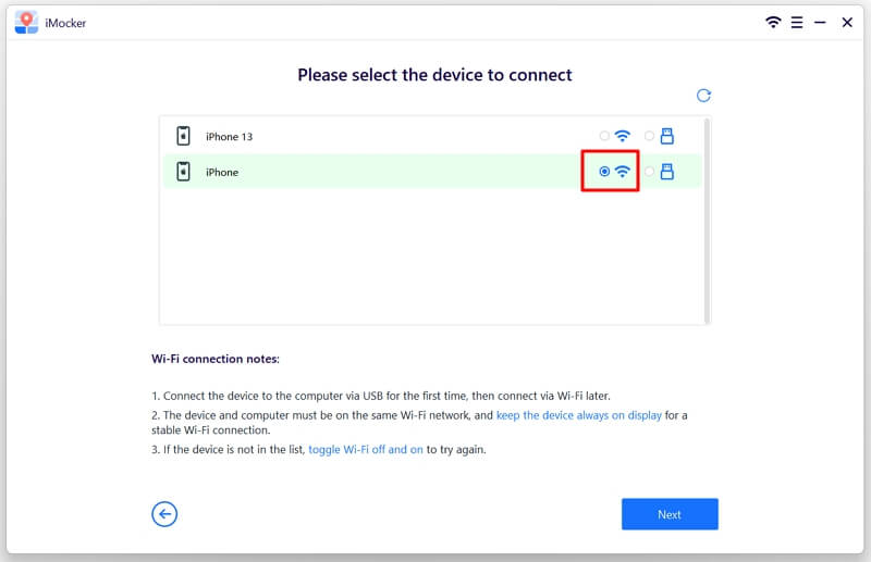 Choose Wi-Fi Connection