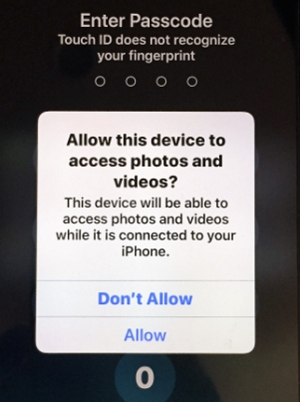 my iPhone got stuck on Allow this device to access photos and videos