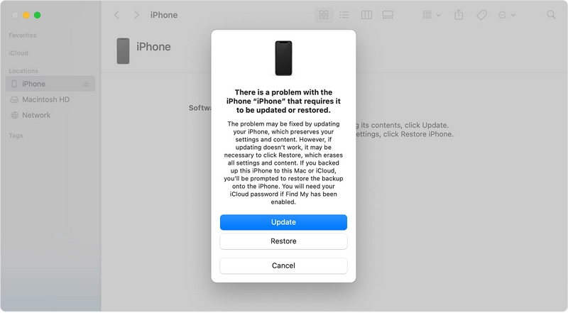 finder recovery mode notification